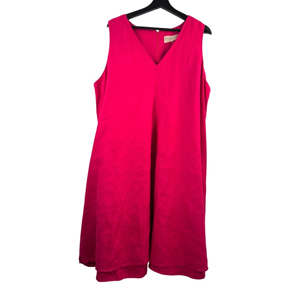 Philosophy Linen Shift Dress sz 2X Magenta Pink Sleeveless peppy chic